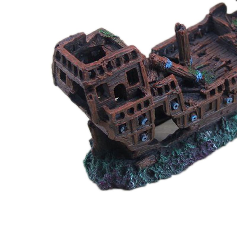 Aquarium Ship Decorations Fish Tank Ornaments Material Sunken Decorations, Eco-Friendly for Freshwater Saltwater Aquarium