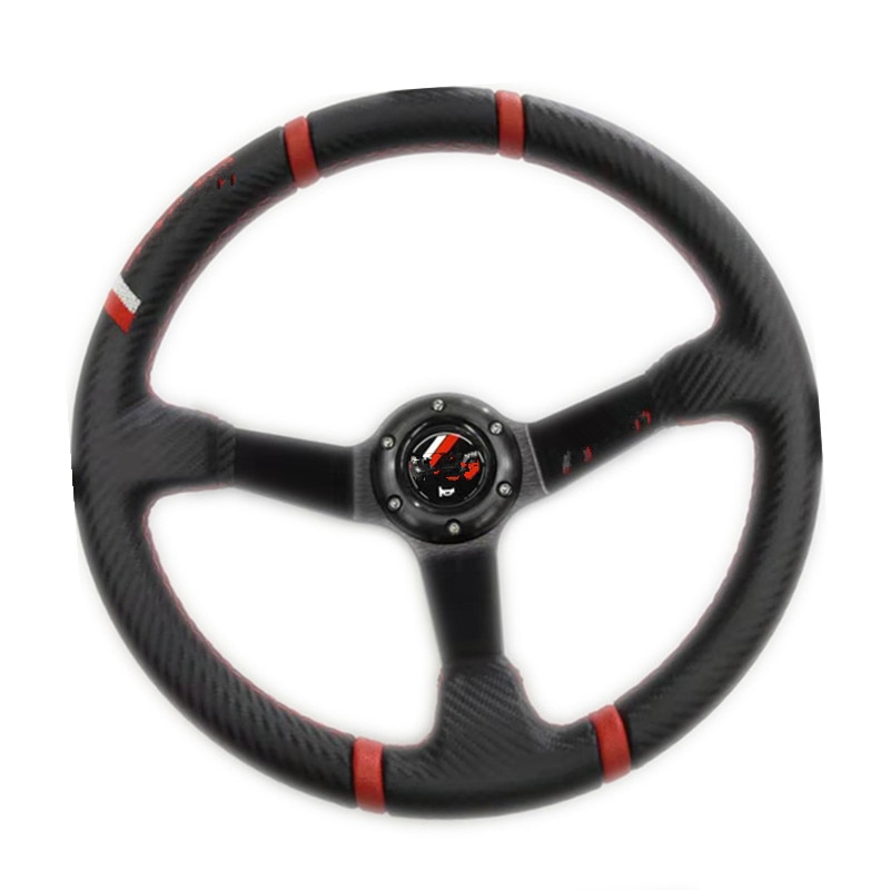 thumbnail image 2 of Hiwowsport 14" (350mm) Carbon Fiber Racing Steering Wheel With Quick Release & Horn Button – 6-Bolt Pattern, Black 2 of 6