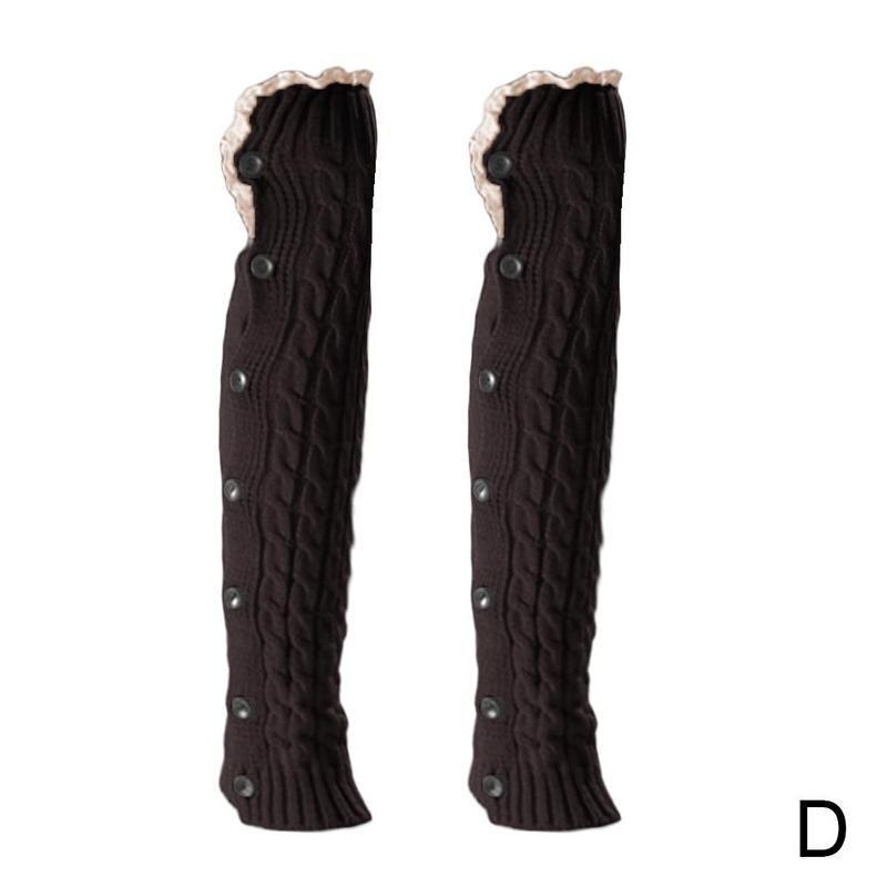 Mallas cálidas con botón de encaje para mujer, calentador de pies, cubiertas de botas, medias cálidas de punto para otoño e invierno, N2X6: D