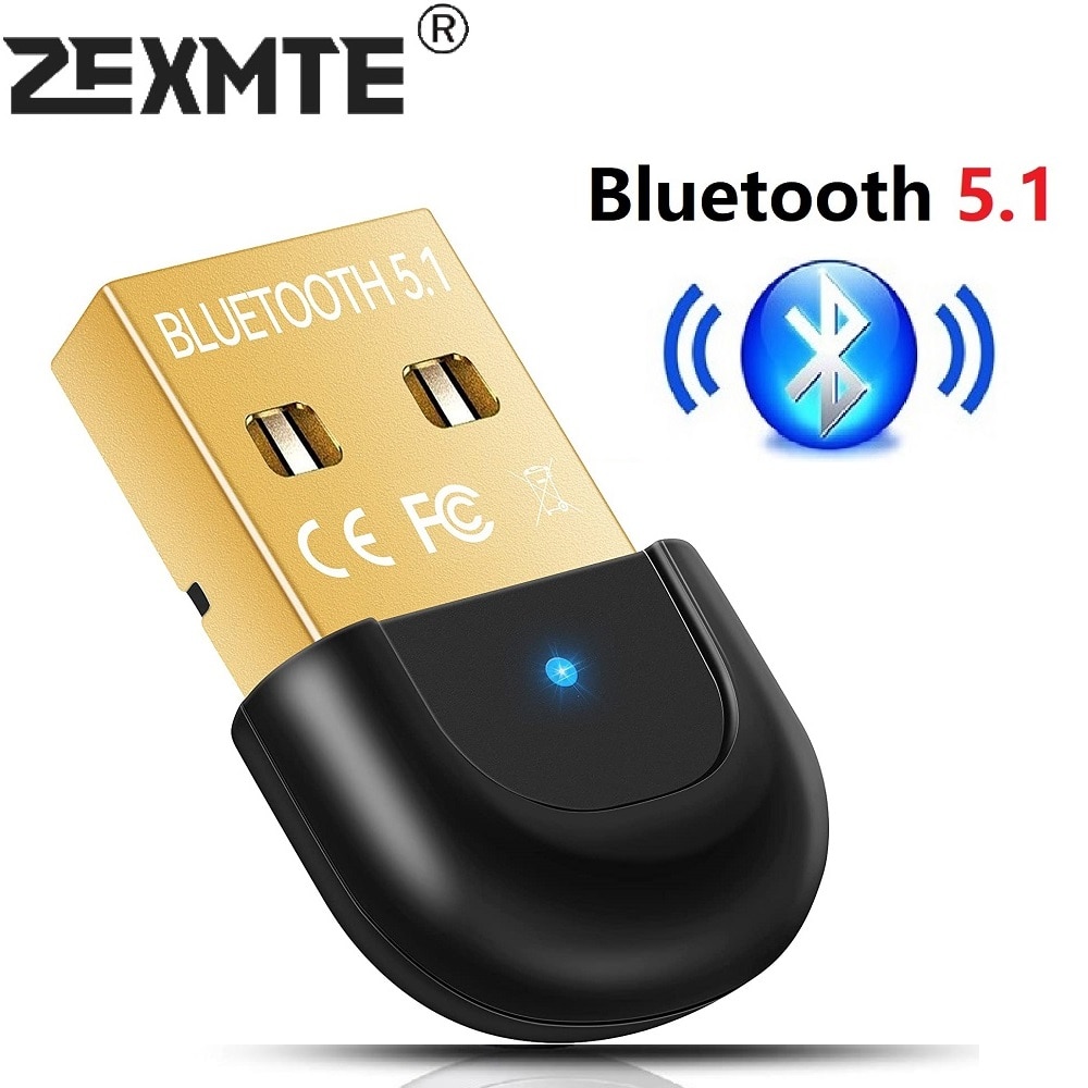 Zexmte Dongle USB Bluetooth 5.1 Adapter Blue-tooth USB Transmitter Speakers Keyboard Mouse Printer Receiver for PC Win 7/8/10/11