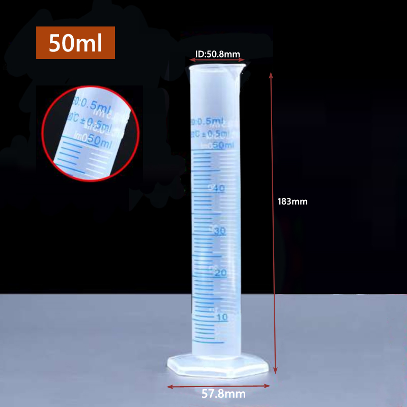 Cilindro graduado de plástico de medición transparente, herramienta de laboratorio de tubo de prueba de plástico, 10/ 25/ 50/ 100 /250 /500 /1000ml, 1 Uds.: Oro