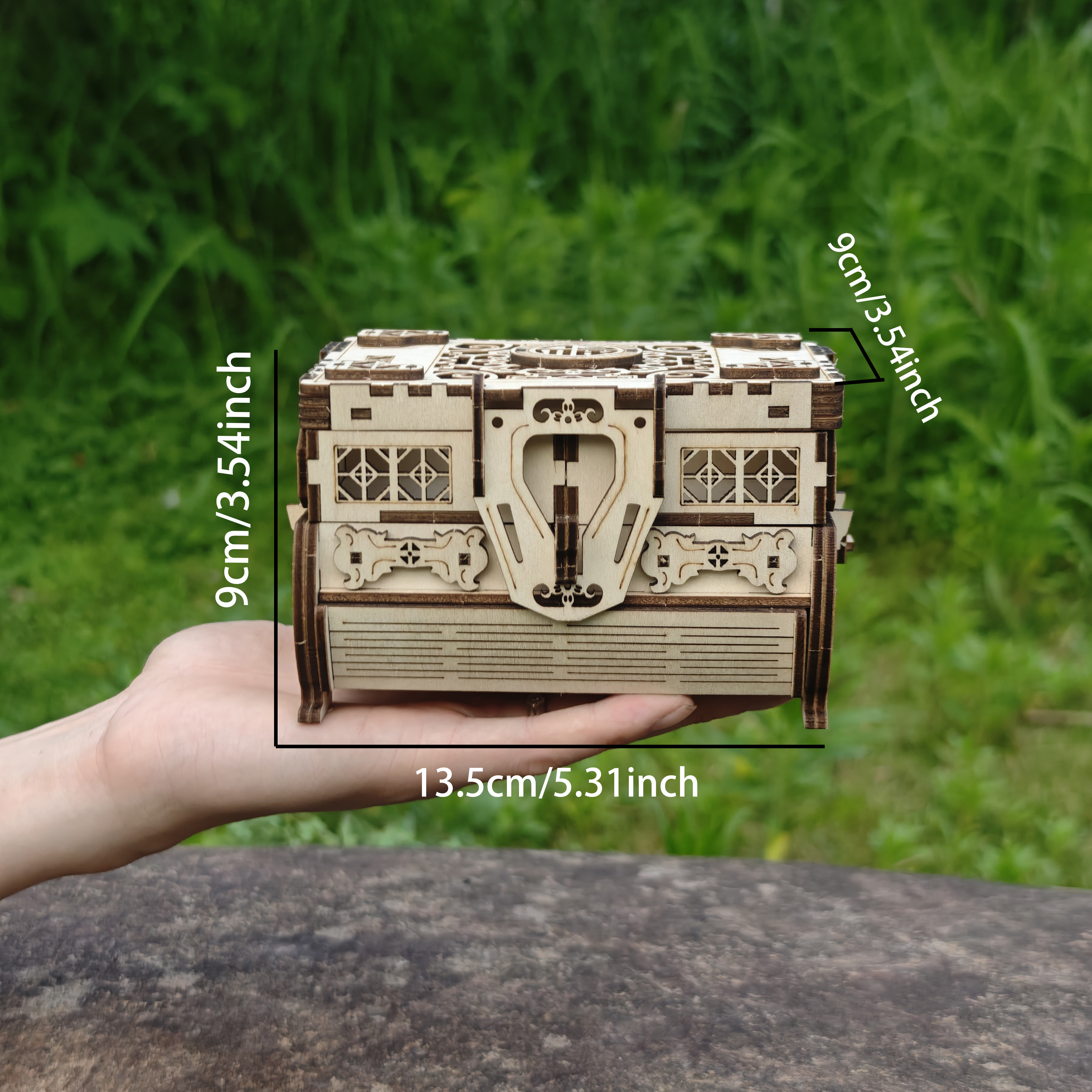 DIY 3D Treasure Box Wooden Puzzle Game Assembly Adult Building Block Jewelry Box