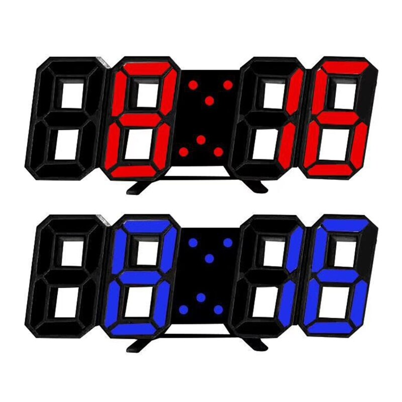 3D Digital Alarm Clock Modern LED Wall / Desk Clocks Time /Date/ Temp G32A