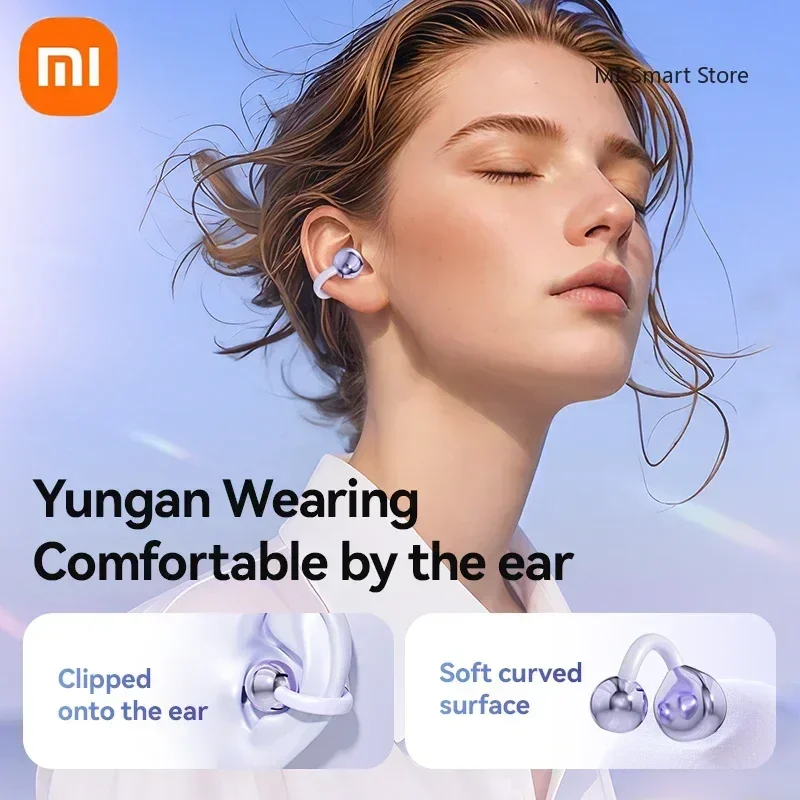 Xiaomi sem fio condução óssea alta fidelidade bluetooth 5.4 fones de ouvido clipe no ouvido com microfone display digital à prova dwaterproof água esporte