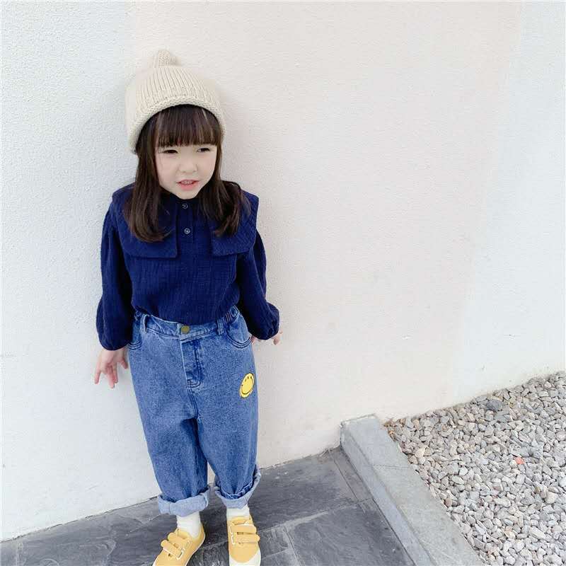 autumn children's clothing girls Korean version of the large lapel shirt autumn shirt