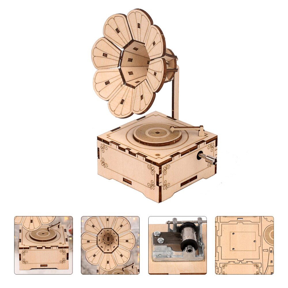 1 Set Houten Diy Kids Musical Box Ambachten Educatief Montage Materiaal Kit: Default Title