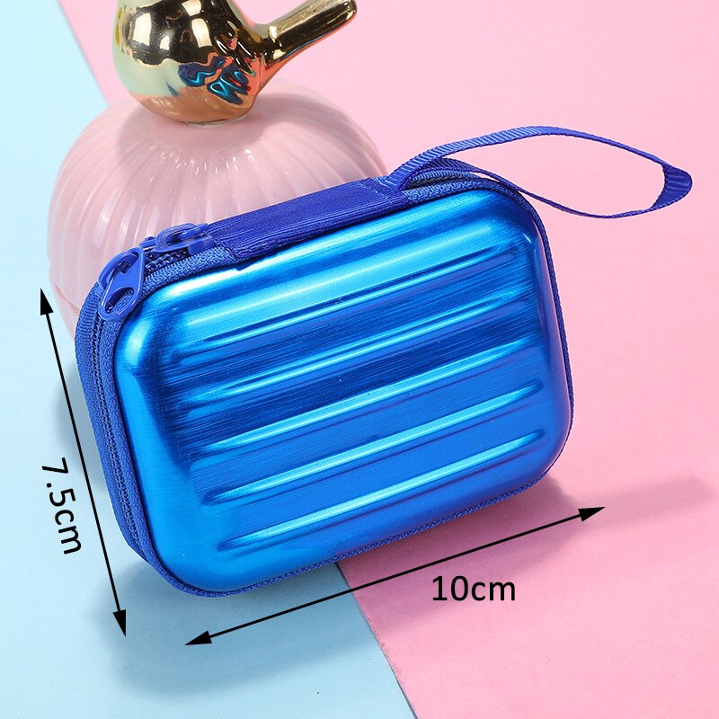 1Pcs Tragbare Kleine Münzen Geldbörse Candy Farbe Weißblech Brieftasche Doppel-reißverschluss Mini Taschen Für Frauen Kinder Koffer Schlüsselbund Tasche ornament: dark blue