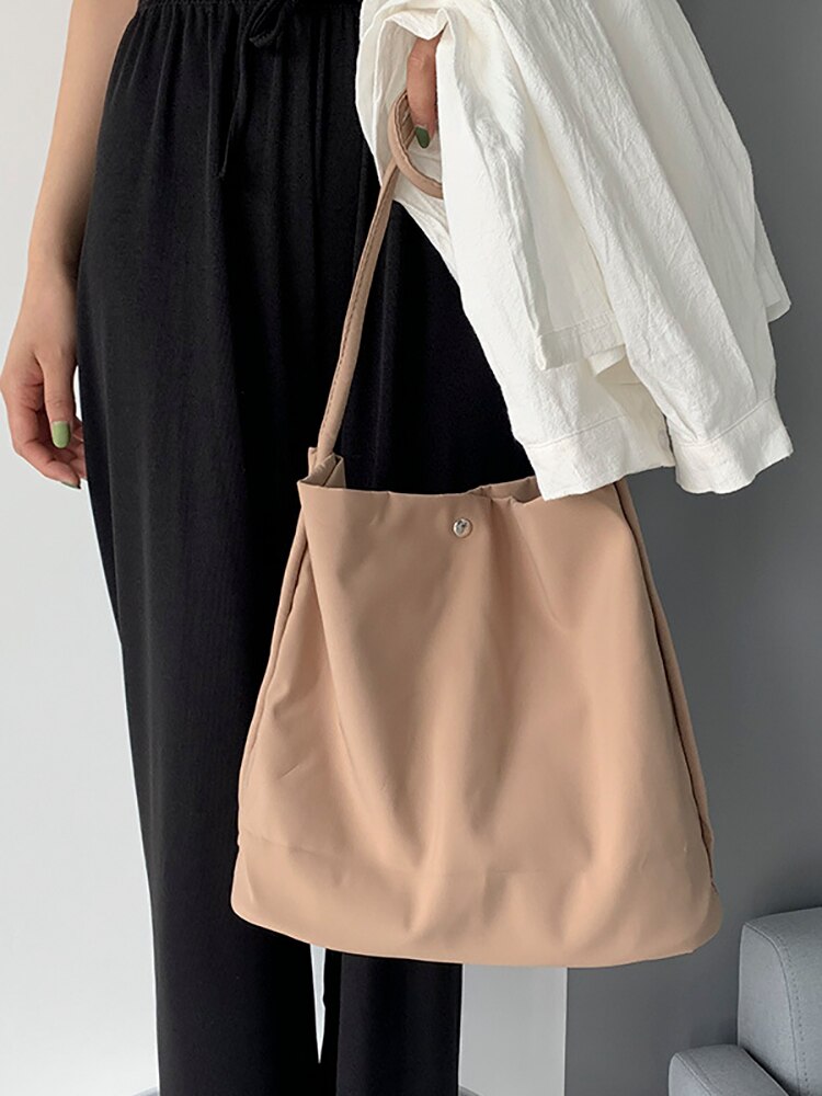 Shopper borsa da donna borsa in tela di Nylon di grande capacità borse da donna borsa a tracolla da donna con ascelle da viaggio Candy Solid: Khaki