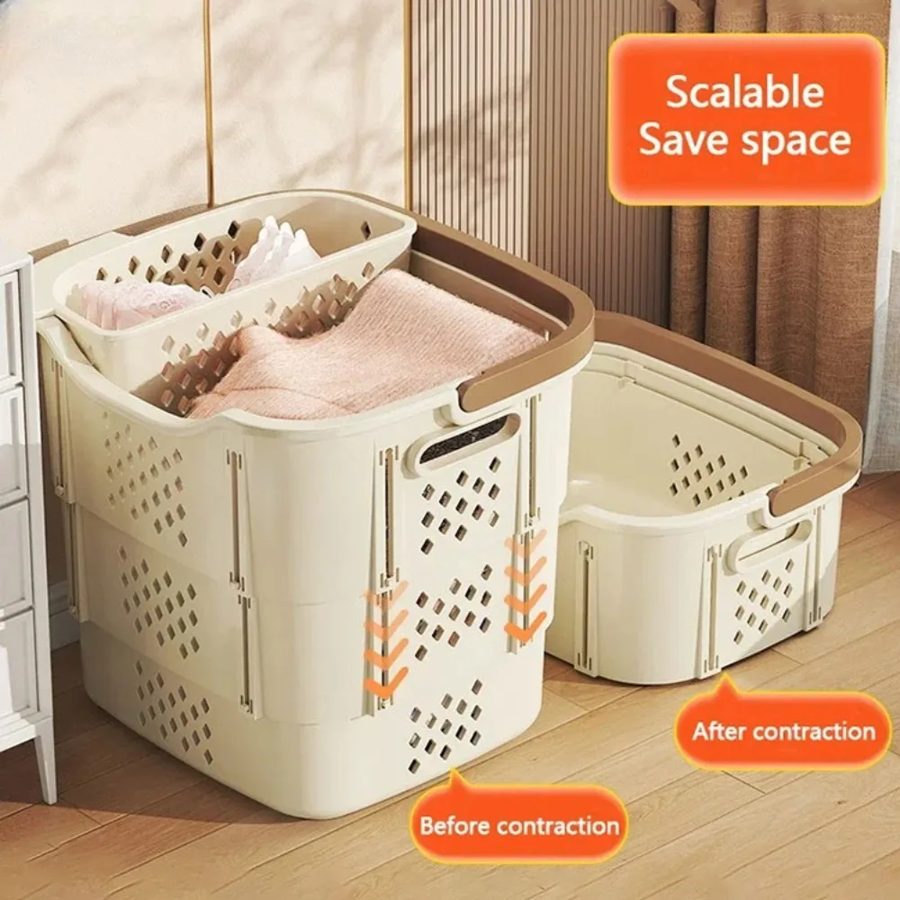 Dirty Clothes Basket Handheld Breathable Telescopic Foldable Storage Laundry Basket Removable Laundry Multi Layer Storage Basket