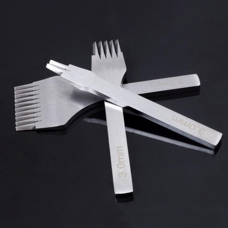 3pcs/set Spacing Punch Tool For Leather Hole Punches Tool Lacing Stitching Sewing DIY Leather Craft Tools 2/5/10 Prong