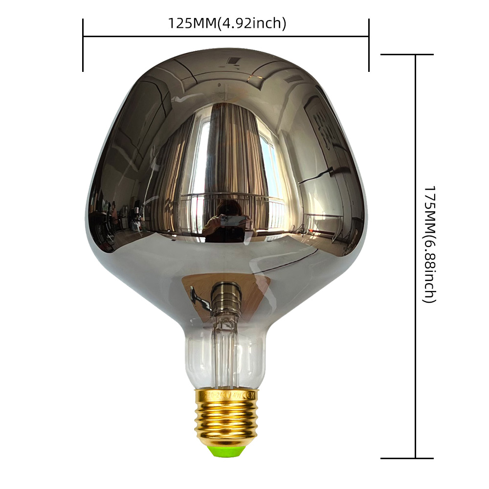 TIANFAN ampoule Led Vintage G125 grand Globe goutte d'eau Filament spirale 4W Dimmanble 220/240V E27 Super jaune: changeant