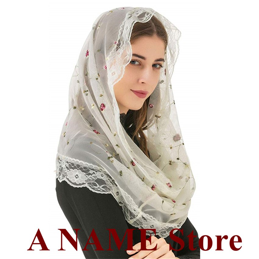 Zwarte geborduurde bloemenkanten mantilla katholieke sluier voor kerk, wikkelsjaal, hoofd, latijnse mis, kapel, velo negra, voiles mantel