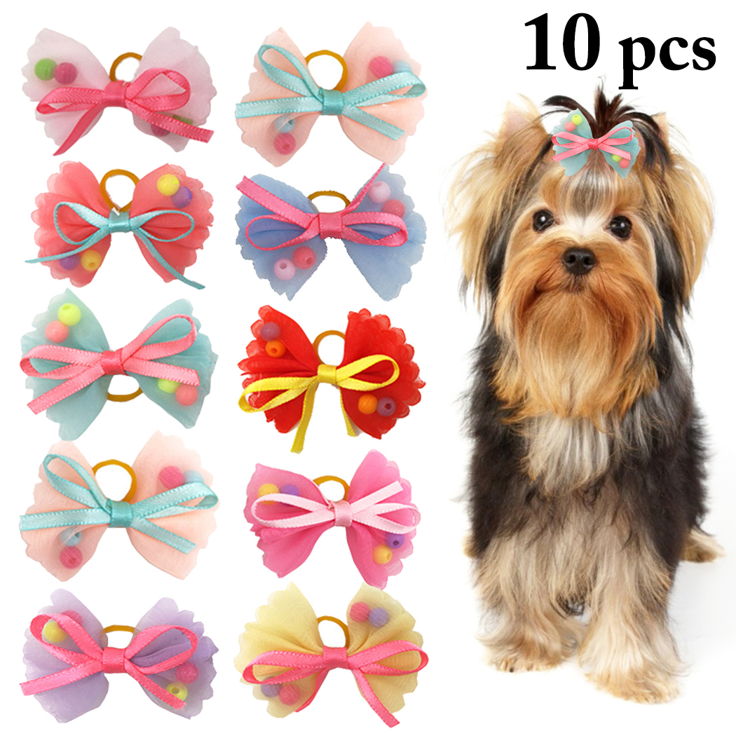 Lazo para el pelo de mascotas, accesorios para el cabello para vestido de de perros y gatos, 10 piezas