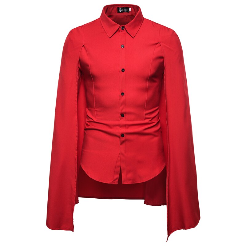 Ballkjole fast herreskjorte langermede skjorter med kappeskjorte chemise homme manche longue dansefest smokingskjorter