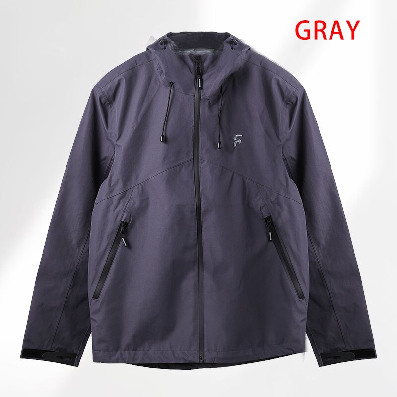 Outdoor Windbreaker Hiking Jacket Camping Sports Waterproof Clothes Sun-Protective with Hooded Adventure Breathable Quick Dry: GRAY / XXL