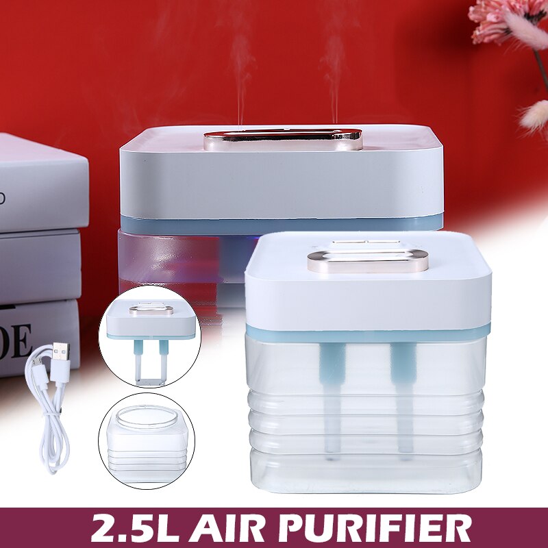2.5L Ultrasonic Double Spray Humidifier Household Large Capacity Air Purifier For Car Office Home Bedroom