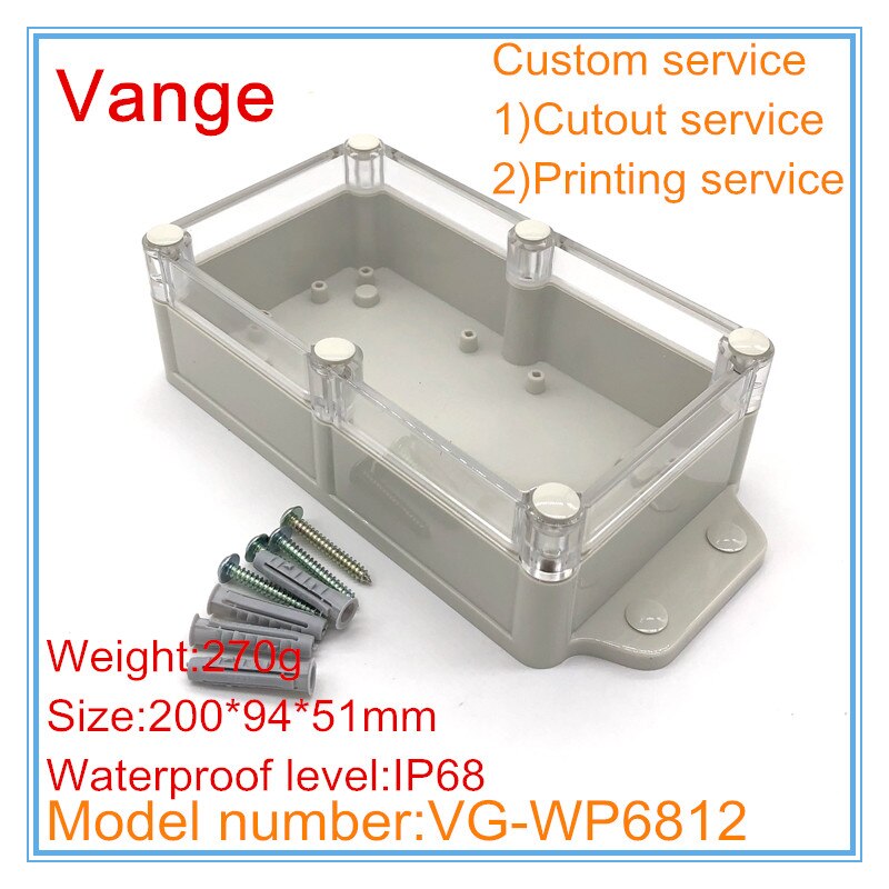 1pc/lot Good IP68 waterproof ABS plastic enclosure box housing chassis for device under sea 200*94*51mm