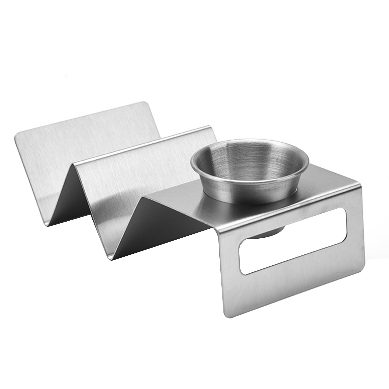Stainless Steel Taco Holder With Sauce Cup Dishwasher Safe Easy Clean Restaurant Kitchen Tool For Tortilla Pancake Burrito Stand