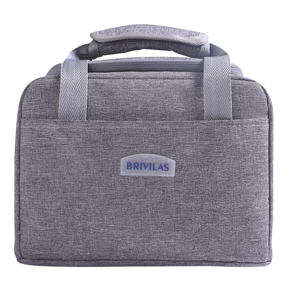 Portable Lunch Bag Thermal Insulated Lunch Box Tote Cooler Handbag Bento Pouch Dinner Container Mom Baby Food Storage Bags: Grey