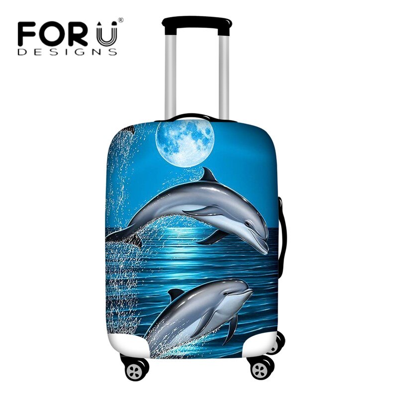 Luggage Cover - S/M/L - Dolphins Moon Print - Elastic, Waterproof, Dust-proof - For 18-30 Inch Trolley: HX033 / S