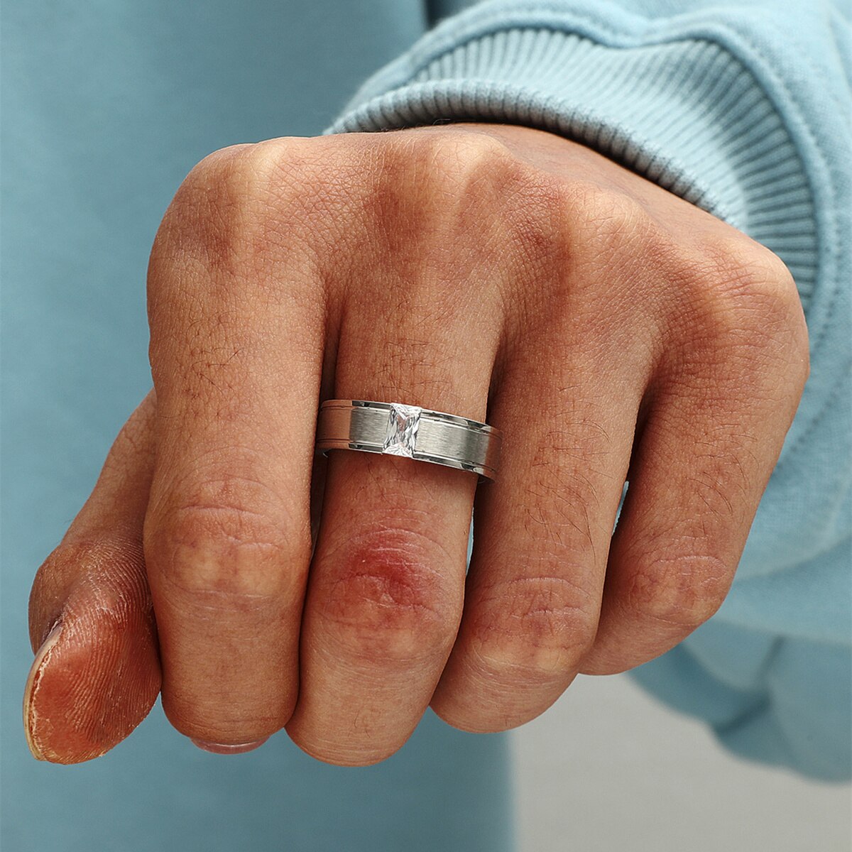 Moredear Mode 6 Mm Rvs Rechthoekige Zirkoon Ring Voor Mannen