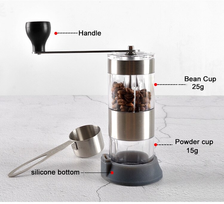 Justerbar manuel burr kaffekværn keramisk kerne håndmalende kaffebønner med opbevaringsbeholder holdbart bærbart kaffegrej