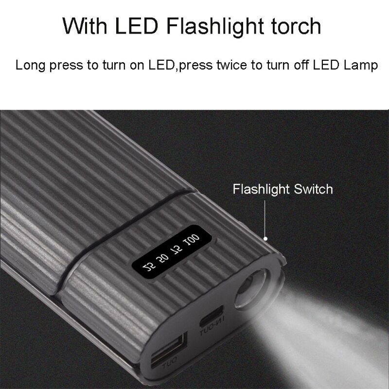 18650 21700 Batterij Power Bank Diy Case Met QC3.0 Usb + Type C Pd Output Batterij Shell Met Led zaklamp Diy Power Case