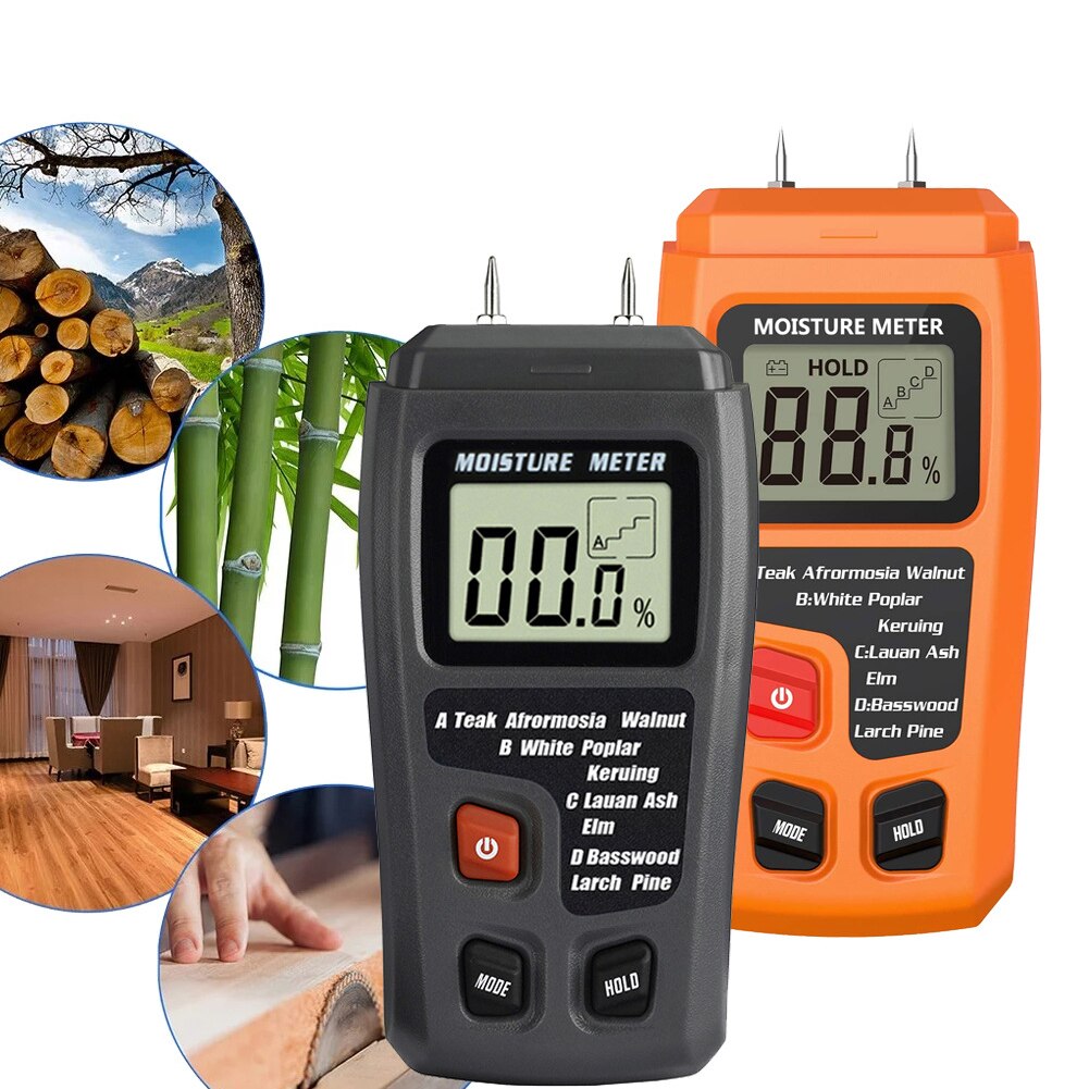 Wood Moisture Meter Hygrometer Timber Damp Detector with 4 Wood Groups Moisture Tester for Firewood Paper Floor Cardboard
