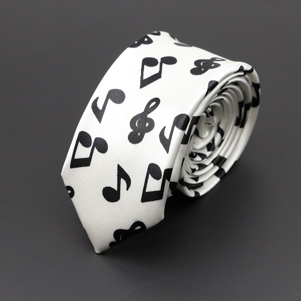 Corbata musical clásica de para hombre, Festival de vacaciones, estampado de Piano, guitarra, cara sonriente, poliéster, 5cm de ancho, corbata negra con: Azul cielo