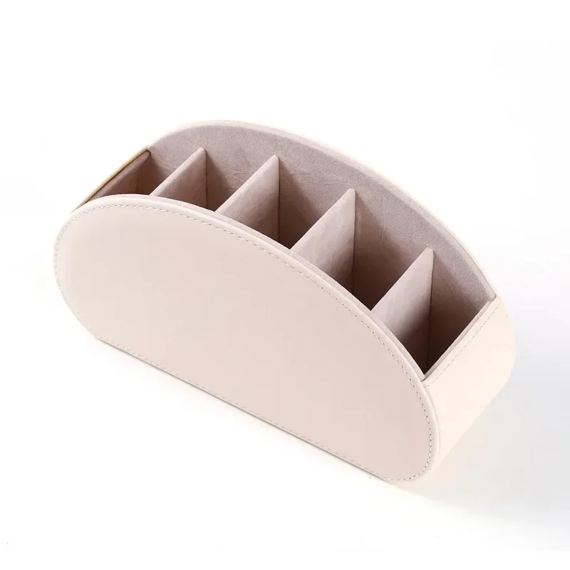 1PC Multifunctional 5 Grid Desktop PU Leather Organizer Remote Control Storage Box Cosmetics Makeup Brush Holder Sundries Stand: Blue