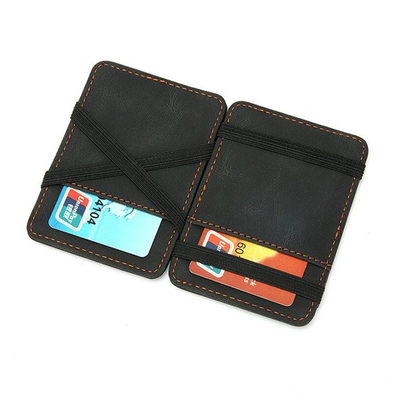 Vintage Mini Men&#39;s Crazy PU Leather Magic Wallet Small Coin Purse Credit Card Holder Slim Transparent ID Bag