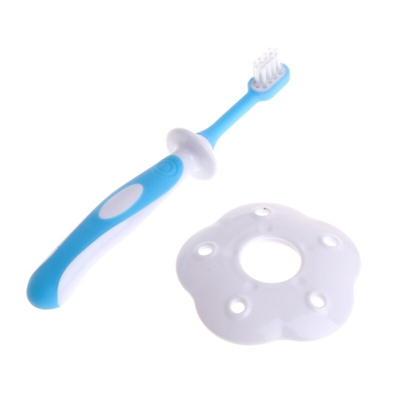 Conjunto de 3 cepillos de dientes de la lengua mordida de entrenamiento de limpieza cuidado de bebé 85WA