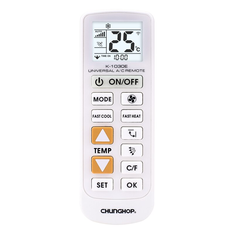 CHUNGHOP K-1030E Universal A/C Remote Control for Air Conditioner backlight Function Big Key Box Pack: Default Title