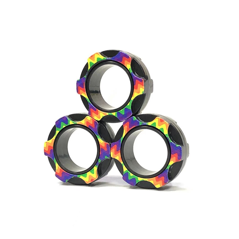 Magnetic Ring Fidget Toys Suit, Adhd Fidget Toys, Adult Fidget Magnet Swivel Ring Fingertip Spinning Top Fingers Out: Water ripple