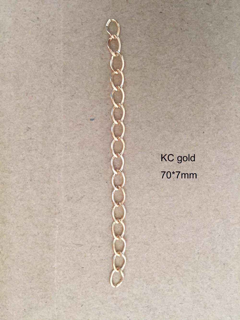 100 sztuk/partia naszyjnik łańcuch przedłużający luzem bransoletka rozszerzone łańcuchy ogon Extender dla DIY komponenty do wyrobu biżuterii: KC Gold70x7mm