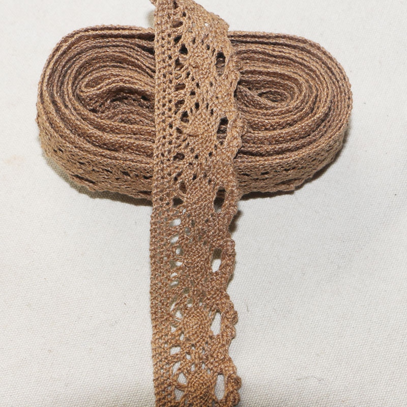 5 yard strikket ren kaffe brun bomuld trim dekoration diy sy gardin håndværk dekoration 25-50mm blonder tape