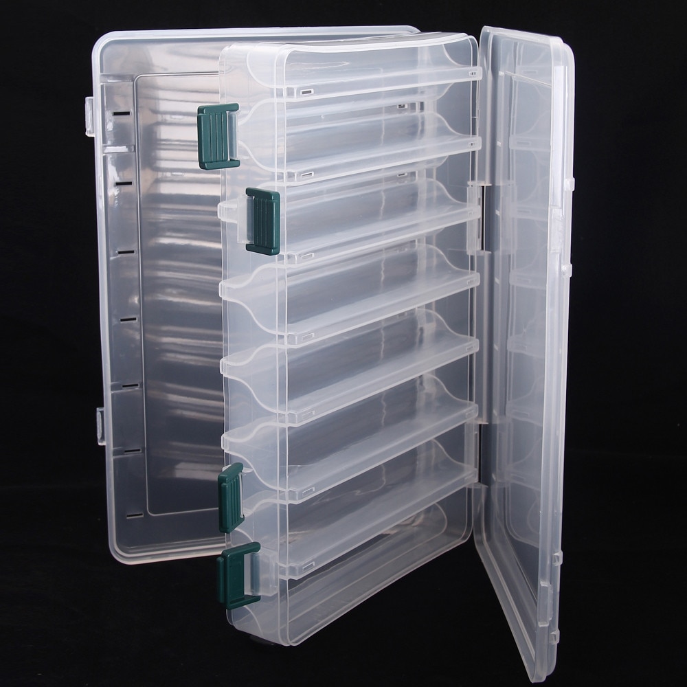 Vissen Lokken Doos Dubbelzijdig 14 Compartimenten Visgerei Doos Vissen Accessoires Storage Case Plastic Vistuig Container