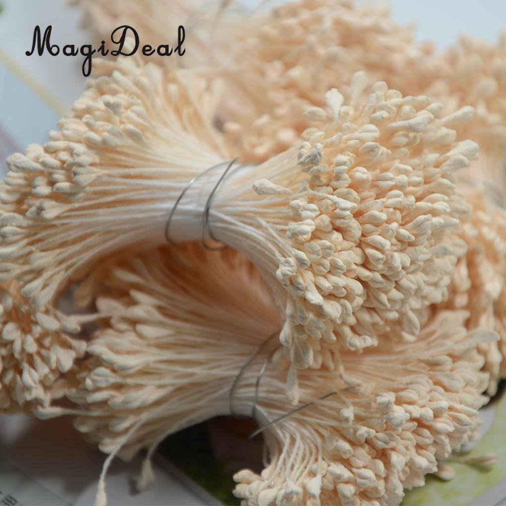720 Pcs 6 Cm Kunstmatige Double Heads Bloem Meeldraden Stamper Voor Diy Bruiloft Bloem Bal Beige Paars