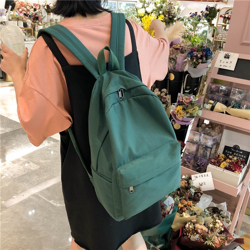 2022 Women Backpack Solid Color Shoulder Bag School Bag For Teenage Girl Children Female