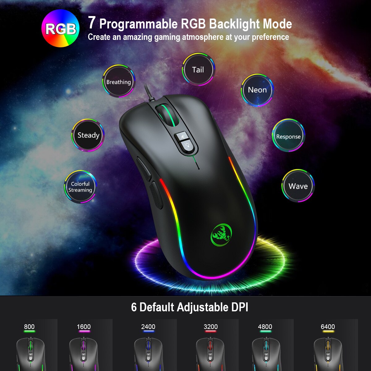 RGB Macro Programming Game Mouse 7 Keys Can Turn off Lights Support Various Games Wired Mouse Computer Mouse