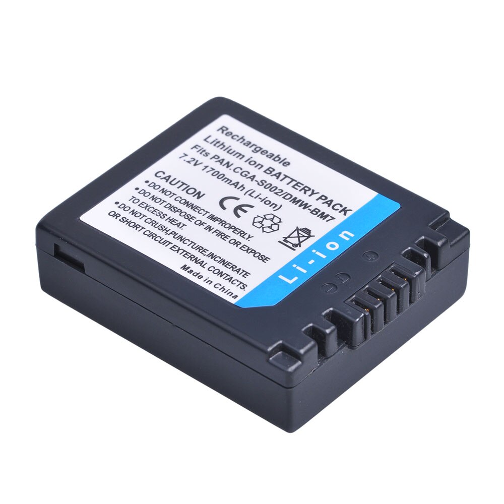 1700mAh CGA-S002 CGA-S002A CGA-S002E DMW-BM7 Li-ion Batterie pour Panasonic Lumix DMC-FZ1 FZ2 FZ3 FZ4 FZ5 FZ10 FZ15 FZ20 Caméra