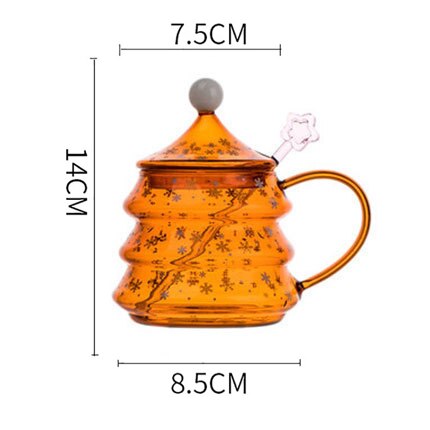 Weihnachten Tasse Baum bilden Schnee Berg Glas Wärme-beständig Wasser Becher Haushalts Mikrowelle Neue Kaffee Milch Tasse weihnachten: Bernstein