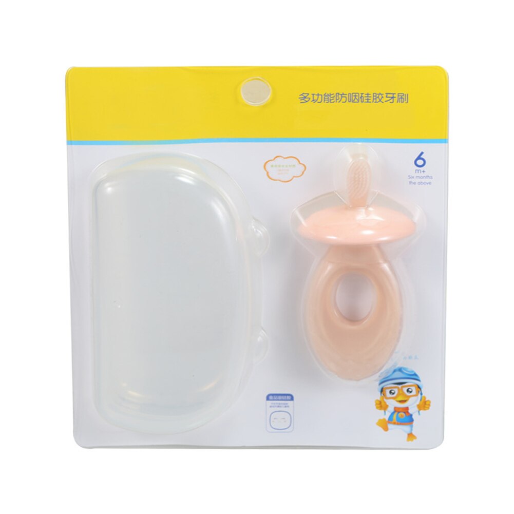 Zachte Siliconen Haren Bijtring Care Baby Training Tandenborstel Met Veiligheid Guard
