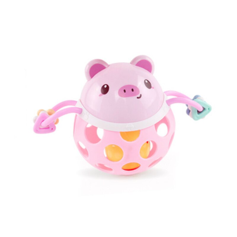 Baby Hand Bell 0-12 Months Puzzle Grasp Ball Soft Plastic Teeth Toy Animals Toys for WJ602: Pig