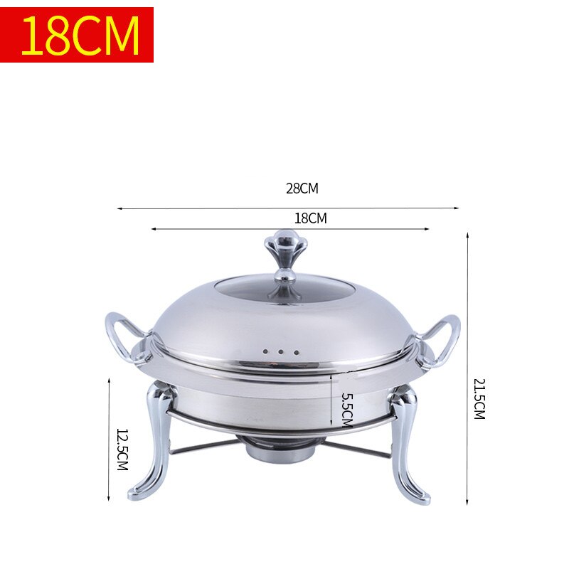 Thickened stainless steel alcohol pot dry pot small hotpot restaurant Pot son hotel commercial household shabu fry pot pot: Silver 18cm