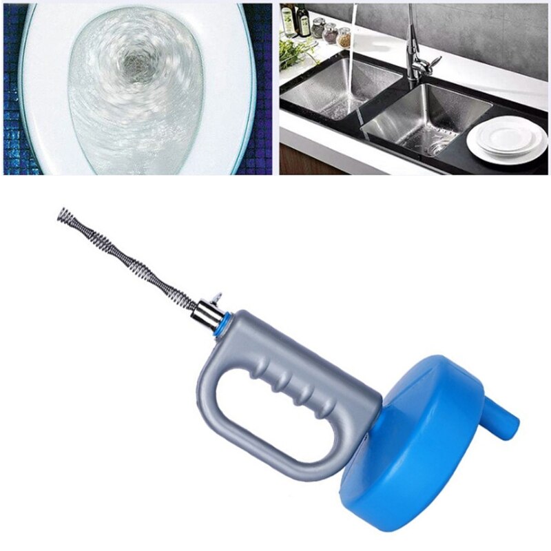 Drain Clog Remover Tool Hand Crank Carbon Steel Sink Snake Cleaner Drain Auger Sewer Toilet Dredge Blue Hand Crank