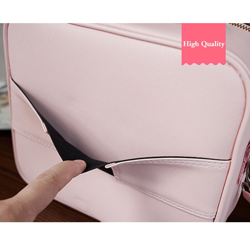 Kvinner merke makeup case full kosmetisk veske arrangør skinn skjønnhet manikyr reise sminke koffert