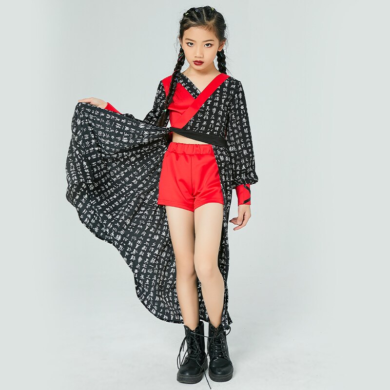 Dzieci jazz spektakl taneczny ubrania w stylu chińprzejrzeć taniec nowoczesny ubrania biodro-hopowe dla dziewczynek stroje sceniczne odzież w stylu zachwycać się DQS6304