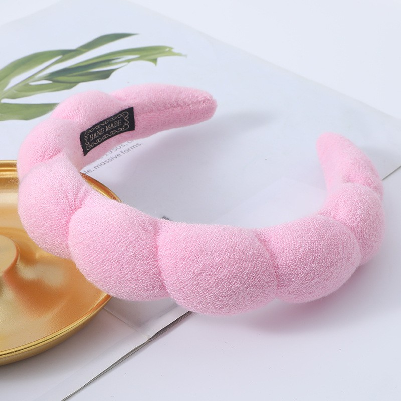 Diadema de esponja a la para mujer, accesorios para el cabello, banda para la cabeza multifunción para lavado de cara, eliminación de maquillaje, banda para el cabello para ducha: Rosa