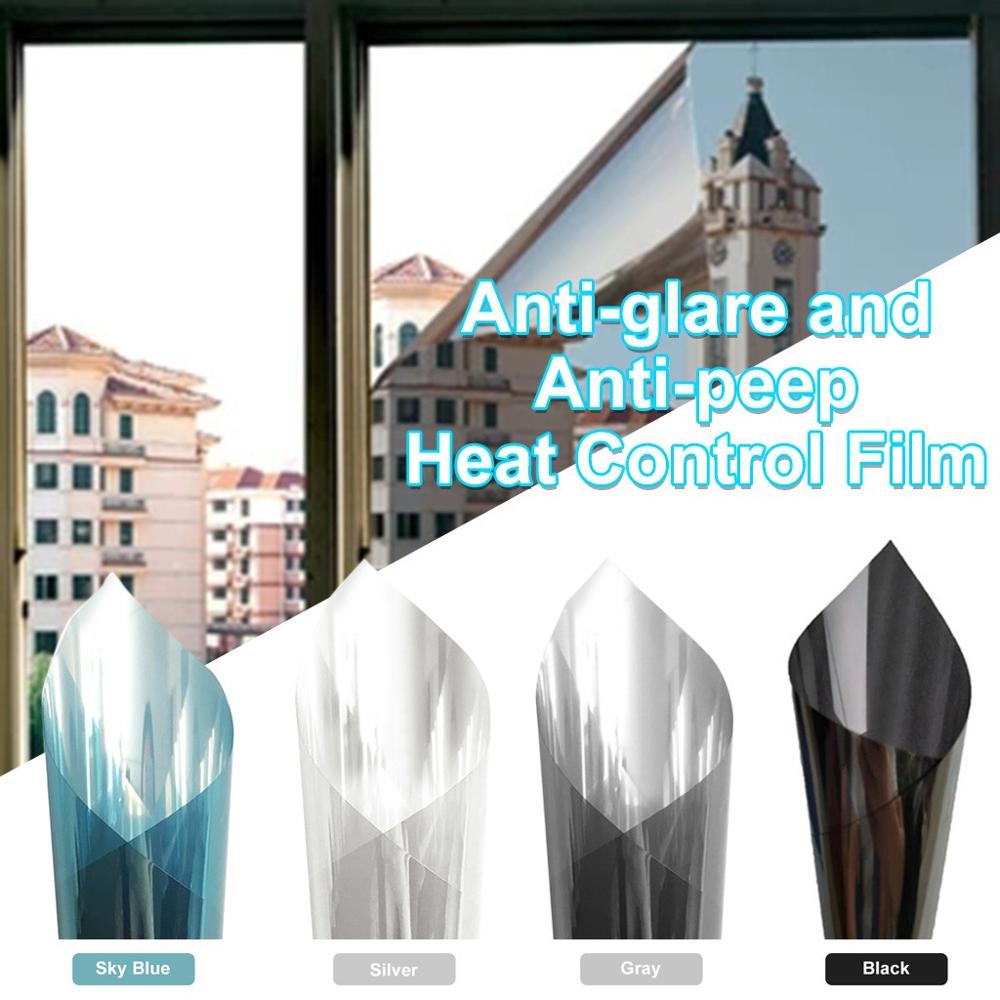 One Way Mirror Window Film Daytime Privacy Static Non-Adhesive Decorative Heat Control Anti UV Window Tint for Home Office FD